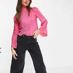 River Island tie back plisse blouse